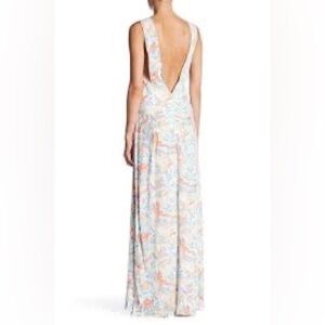 Maje Print Maxi Multi Color Long Sleeveless Scoop Neck Dress Size: 1